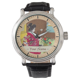 Shiro Kasamatsu Ikebana Japan Blumen-Damenszene Armbanduhr