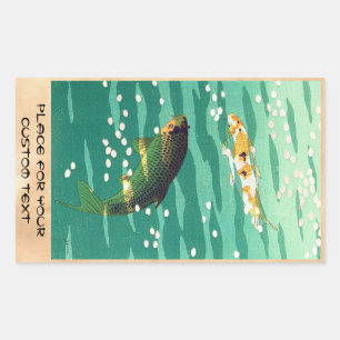 Shiro Kasamatsu Karp Koi-Fischteich japanische Kun Rechteckiger Aufkleber