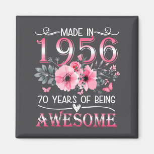 Shirt 1956 Blumen 70. Geburtstag 70 Magnet