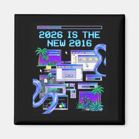 Shirt 2016 Vaporwave Pixel Computer Ästhetik Magnet (Vorne)