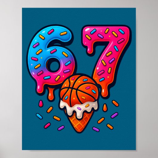Shirt Basketball Eiscreme Tropf 67 Poster (Vorne)