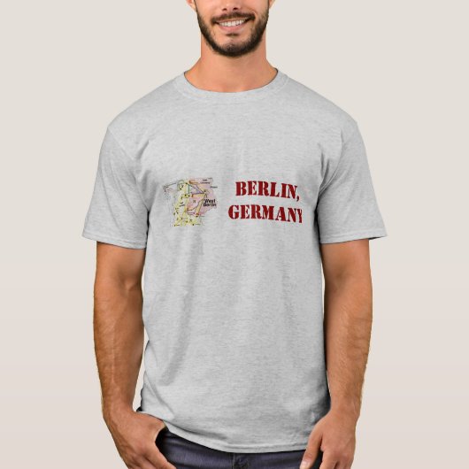 Shirt Berlins, Deutschland mit retro Karte (Vorderseite)
