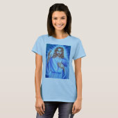 Shirt blauer Dame mit Jesus-Bild (Vorne ganz)