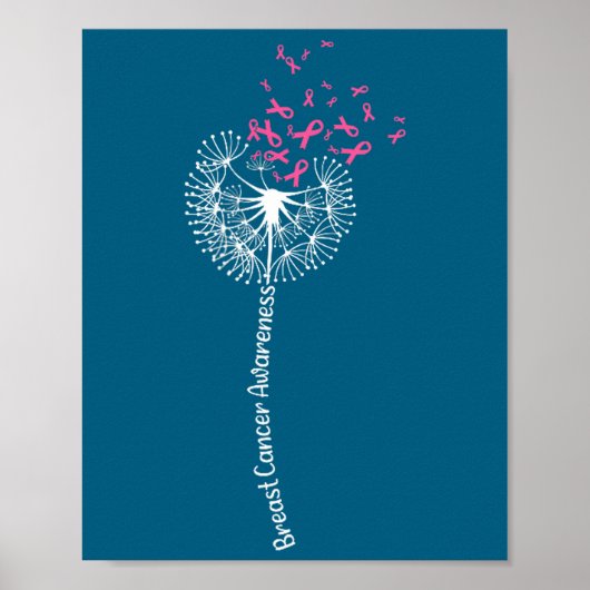 Shirt Breast Cancer Awareness Flower Pink Poster (Vorne)