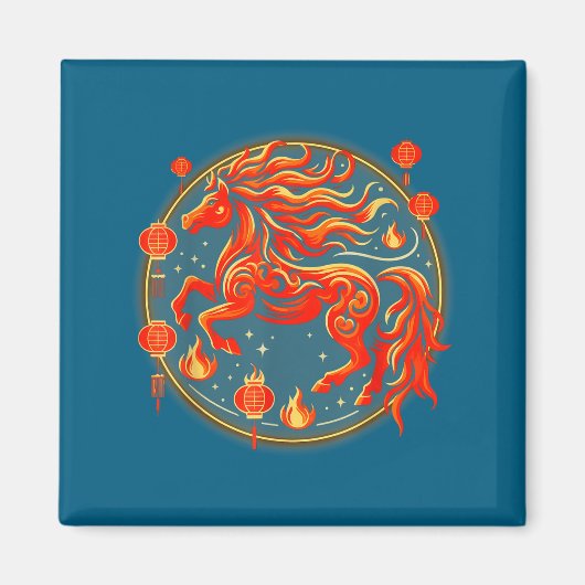 Shirt Chinesisches Pferd 1 Magnet (Vorne)