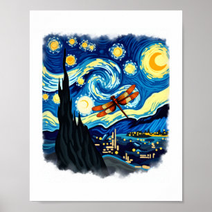 Shirt der künstlerischen Libelle Starry Night Drag Poster