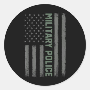 Shirt der Militärpolizei - Amerikanische Flagge Runder Aufkleber