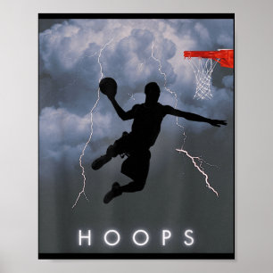 Shirt "Electric Dunk Storm Basketball Hoops" Poster