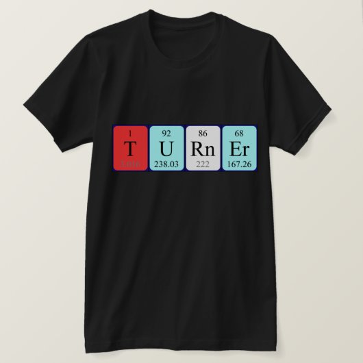 Shirt für den periodischen Turner-Tabellennamen (Design vorne)