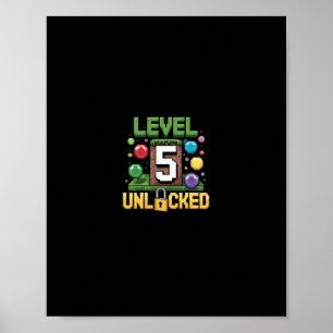 Shirt für Geburtstagskinder Stufe 5 Entsperrt 5 Poster