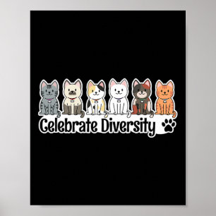 Shirt für Katzen Liebhaber feiern Diversity Hausti Poster