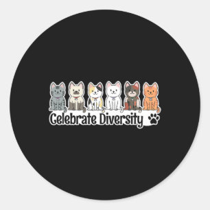Shirt für Katzen Liebhaber feiern Diversity Hausti Runder Aufkleber