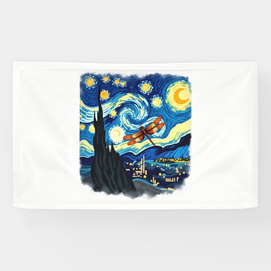 Shirt für künstlerische Libelle Van Gogh Starry Ni Banner (Horizontal)
