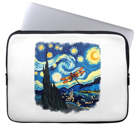 Shirt für künstlerische Libelle Van Gogh Starry Ni Laptopschutzhülle (Vorderseite)