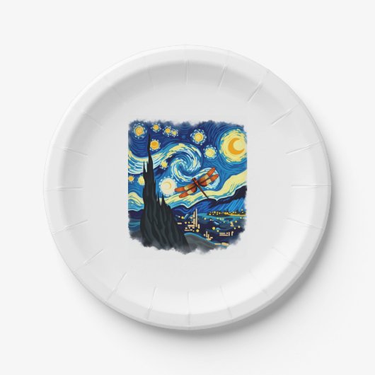 Shirt für künstlerische Libelle Van Gogh Starry Ni Pappteller (Vorderseite)