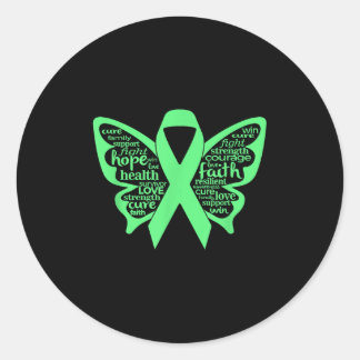 Shirt für psychische Gesundheit Grüne Schmetterlin Runder Aufkleber