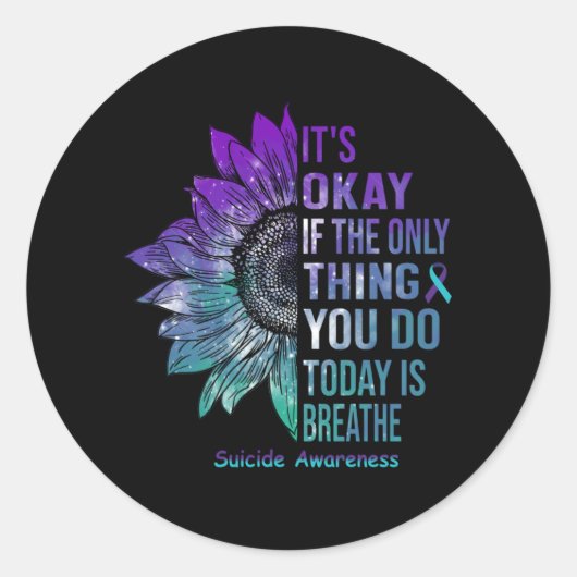 Shirt für Selbstmord Sonnenblume Geschenk für sie Runder Aufkleber (Vorderseite)