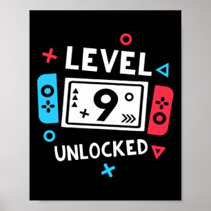 Shirt Junge Stufe 9 Entsperrtes Videospiel Par Poster