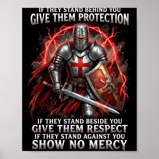 Shirt Knights Templar Warrior Protection Respect Poster (Vorne)