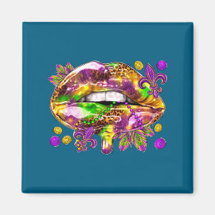 Shirt Lippen Mardi Gras Karneval Fett Magnet
