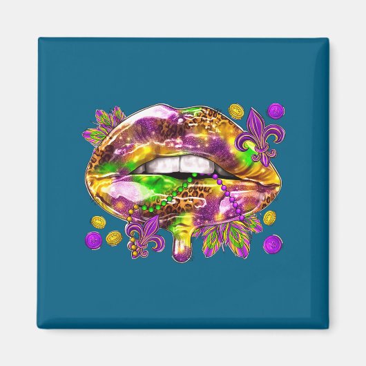 Shirt Lips Mardi Gras Carnival Fat Magnet (Vorne)