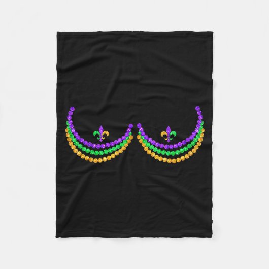 Shirt Mardi Gras Funny Beads S Outline Costume Hum Fleecedecke (Vorderseite)