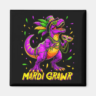Shirt Mardi Grawr Trex Dinosaur Mardi Gras Magnet