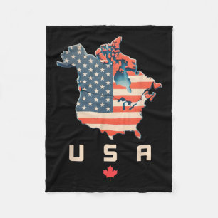 Shirt mit Kanada und USA Karte - Anhang Amerika Fleecedecke
