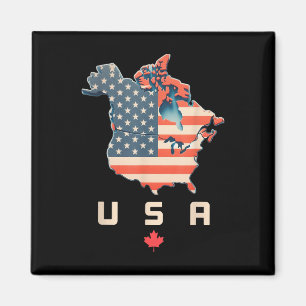 Shirt mit Kanada und USA Karte - Anhang Amerika Magnet