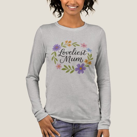 Shirt mit schönstem Mum Floral Long Sleeve (Vorderseite)