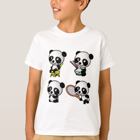 Shirt mit VIER PANDAS - wählen Sie Art - (Vorderseite)