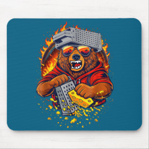 Shirt Retro Bär Käse Reibe Hut Mousepad
