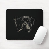 Shirt Retro Hund Rottweiler Rauchend Meme Mousepad (Mit Mouse)