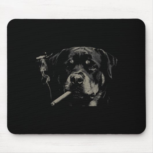 Shirt Retro Hund Rottweiler Rauchend Meme Mousepad (Vorne)