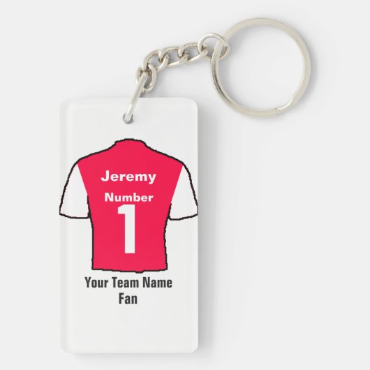 Shirt Rot und Weiß Schlüsselanhänger (Rückseite)
