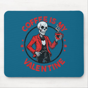 Shirt Skelett Kaffee Valentinstag Retro Vintage Mousepad