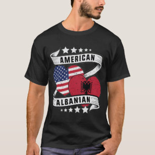 Shirt unter albanischer Flagge Halb albanisch