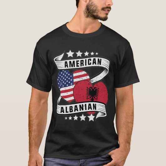 Shirt unter albanischer Flagge Halb albanisch (Vorderseite)