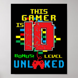 Shirt-Videospiel zum Geburtstag, Stufe 10 O Poster