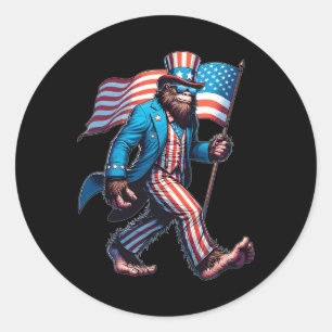 Shirts Juli Patriotische Amerikanische Flagge Bigf Runder Aufkleber