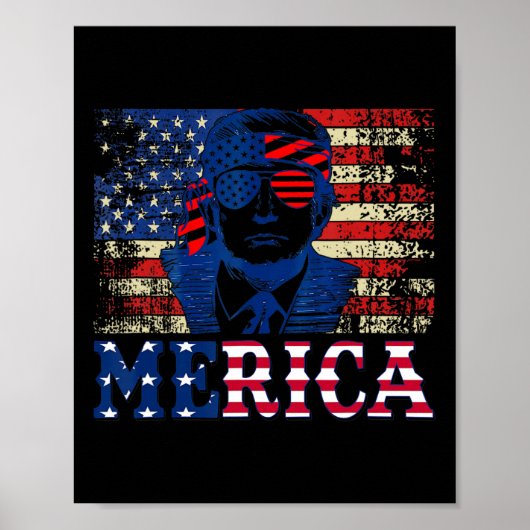 Shirts von Merica am 4. Juli Trump American Fl Poster (Vorne)