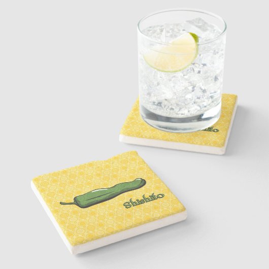 Shishito Chili Pfeffer Stone Untersetzer (Seitenansicht)