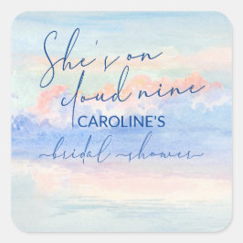 Shit auf Cloud Nine Pastel Watercolor Brautparty Quadratischer Aufkleber