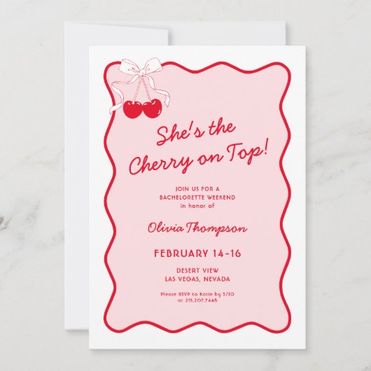 Shit the Cherry on top Junggeselinnen-Abschied Einladung (Vorderseite)