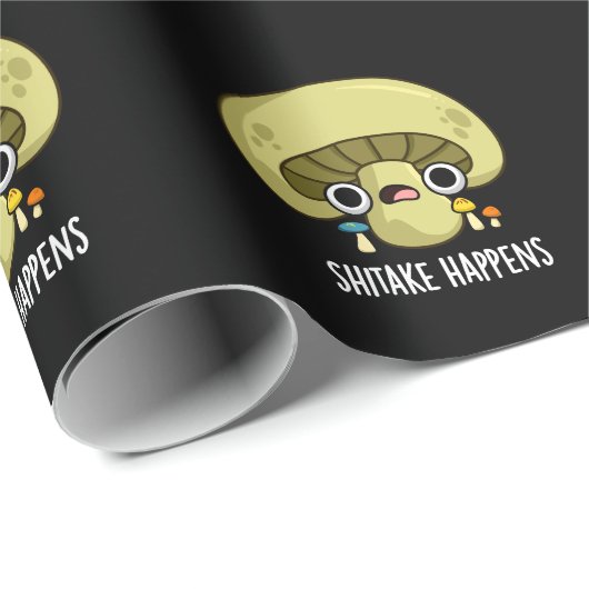 Shitake Happens Funny Mushroom Pub Dark BG Geschenkpapier (Rolleneckpunkt)