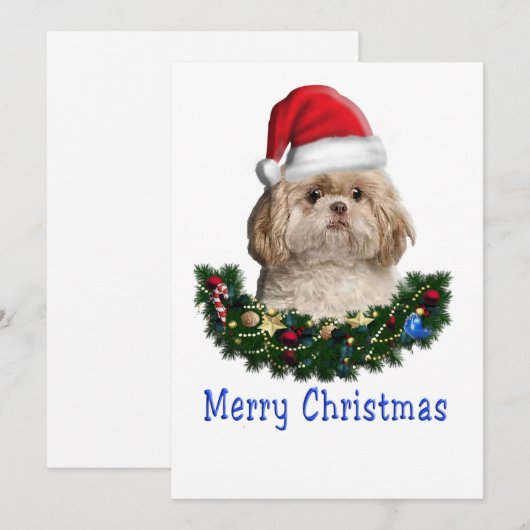 Shitzu Christmas Feiertagskarte (Vorne/Hinten)