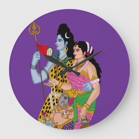 Shiv Parvati Wall Clock Große Wanduhr (Vorderseite)