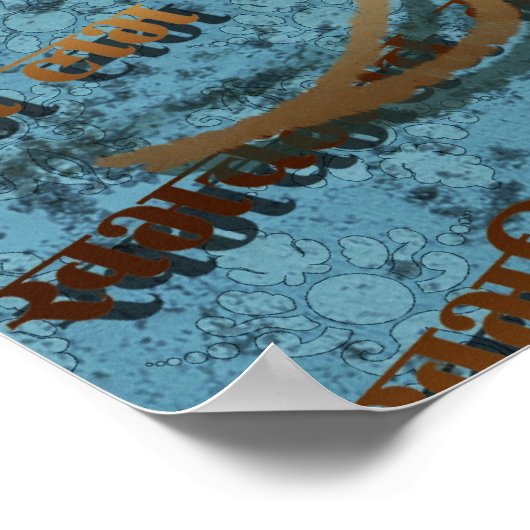 Shiva - blau, Damast, Goldplakat Poster (Ecke)