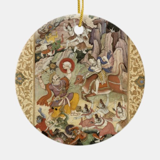 Shiva, das den Dämon Andhaka, c.1585-90 tötet Keramikornament (Vorne)