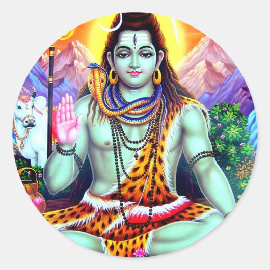 Shiva-Hindu-Indischer Gott शि व Runder Aufkleber (Vorderseite)